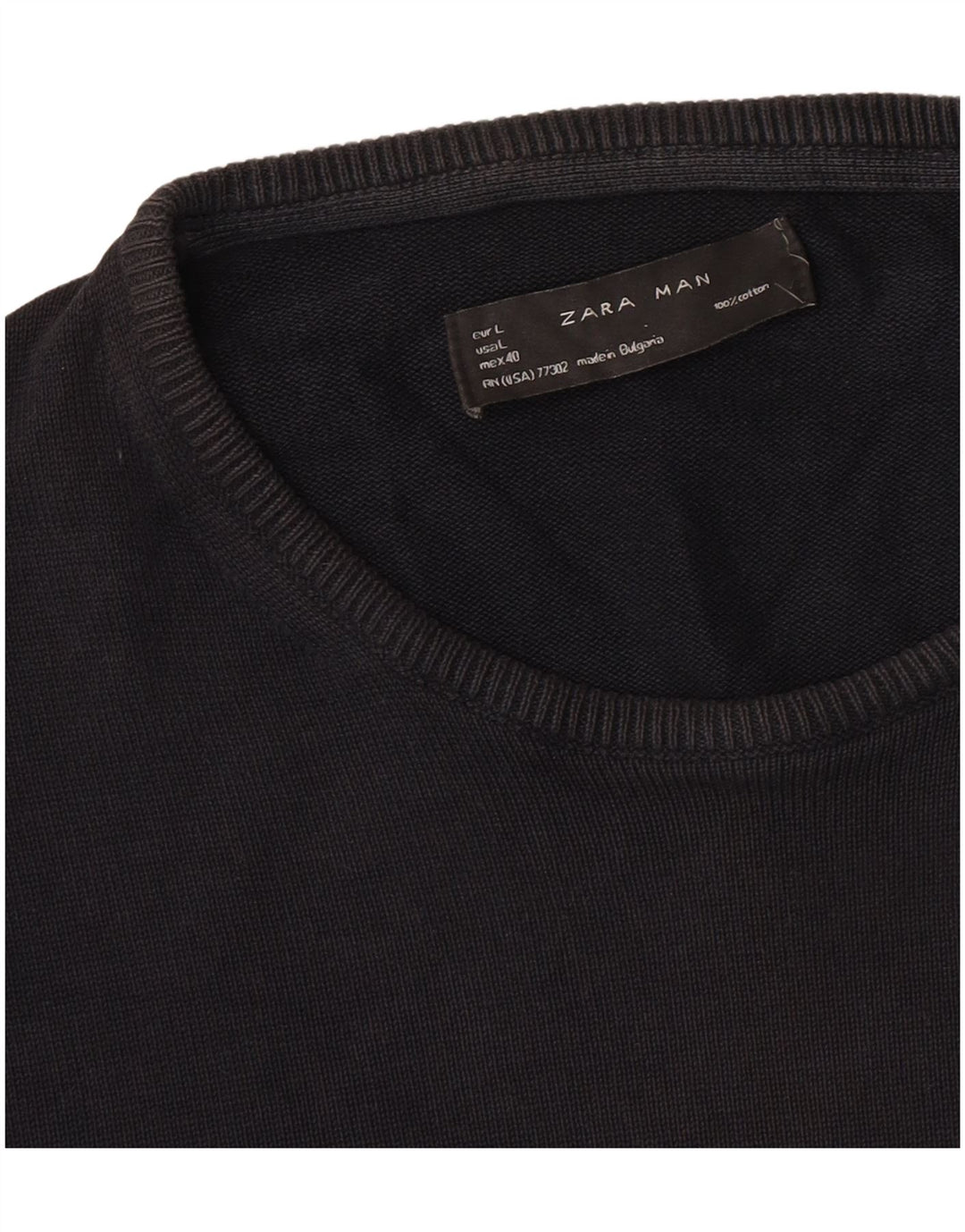 Zara Suéter masculino com gola redonda grande preto