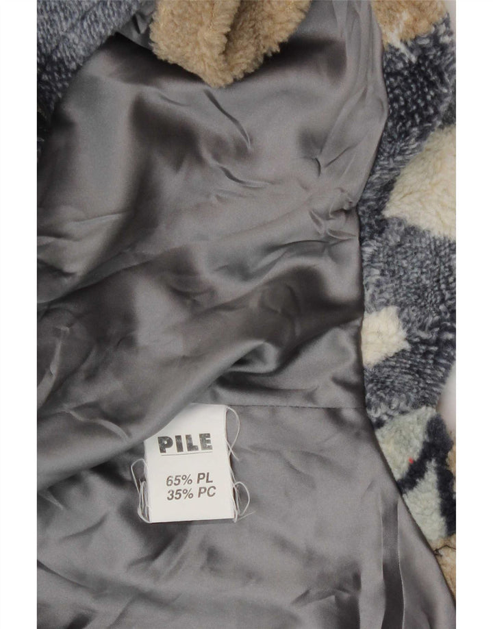 Verde Piu Poncho Fleece Jacket Feminino UK 12 Médio Patchwork Multicolorido