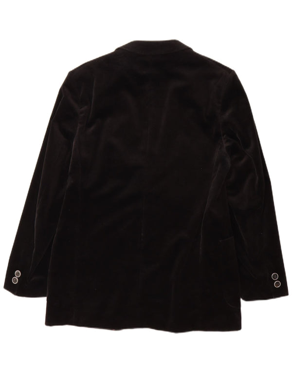 Jeunesse Mens 2 Button Velvet Blazer Jacket UK 38 Medium Black Cotton