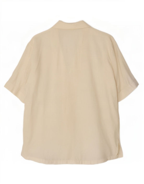Blusa feminina vintage de manga curta UK 16 grande off white