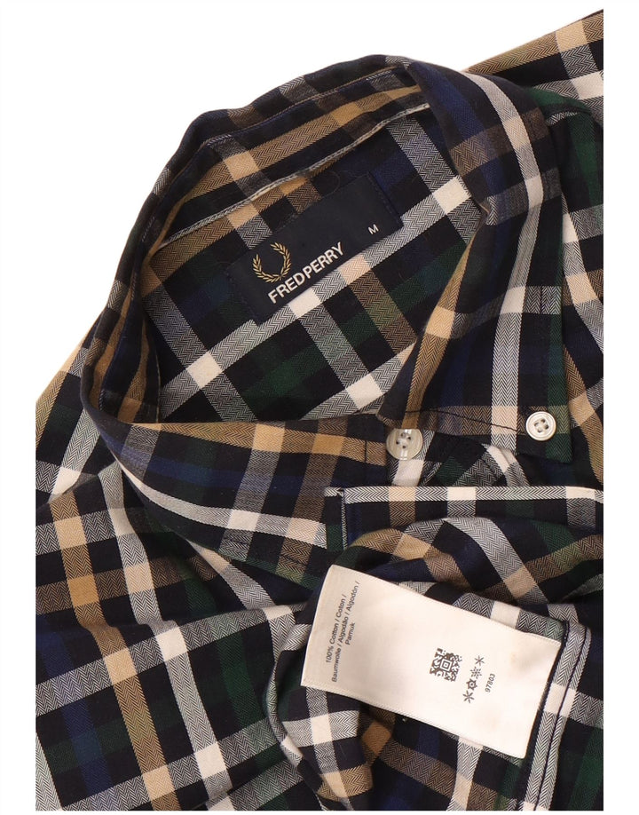 Camisa masculina Fred Perry média xadrez multicolorida de algodão