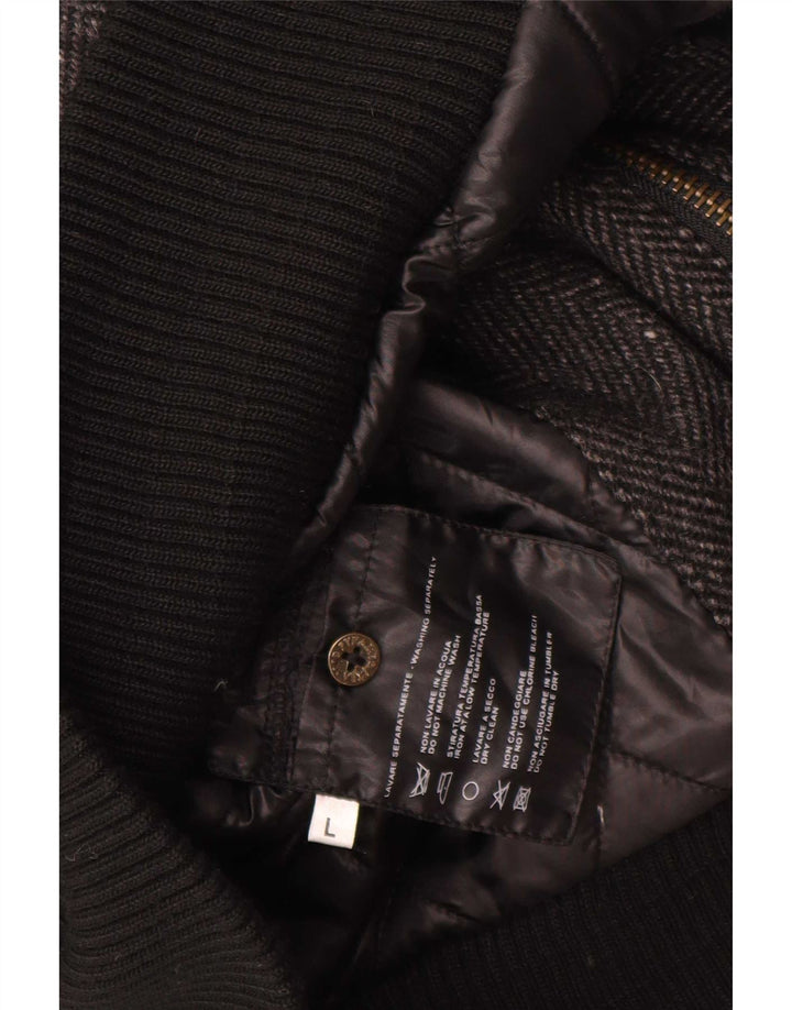 Jaqueta bomber masculina Pyramid UK 40 grande lã espinha de peixe cinza