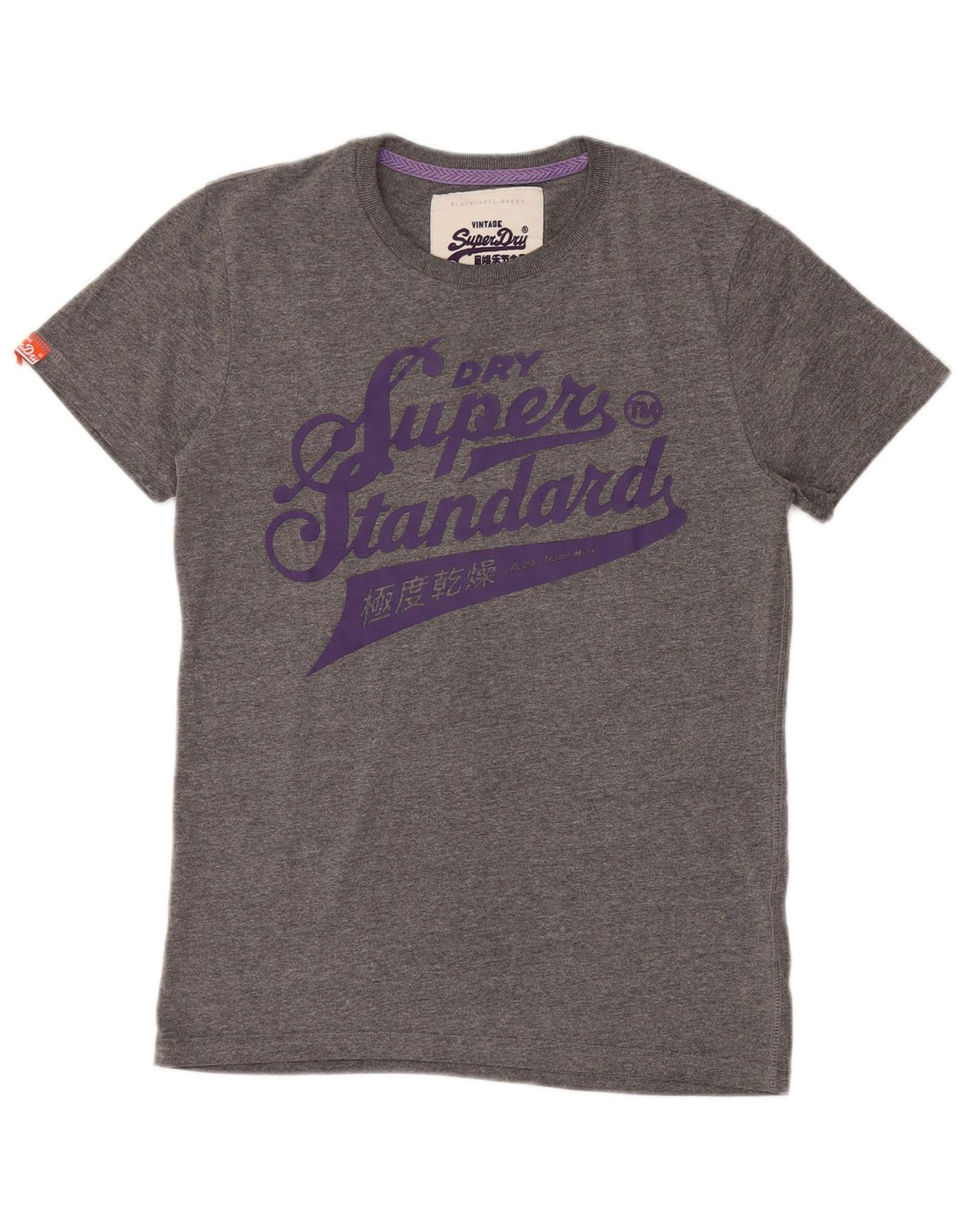 Camiseta gráfica masculina Superdry Top cinza médio algodão