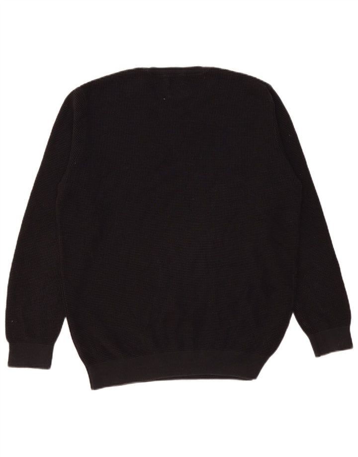 Zara Suéter masculino com gola redonda, algodão preto médio