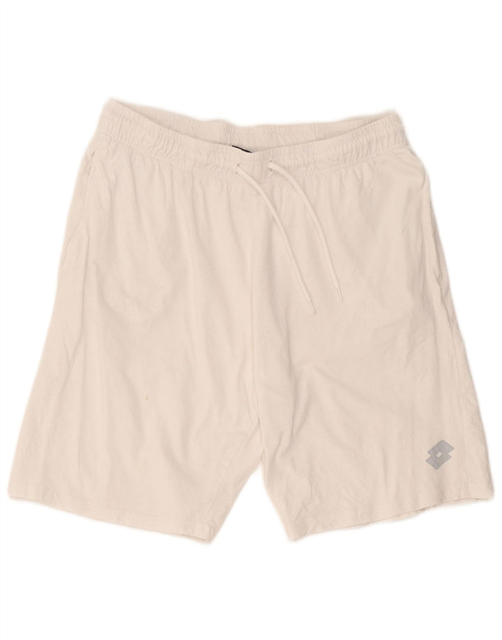 Lotto Mens Sport Shorts Grande Algodão Branco