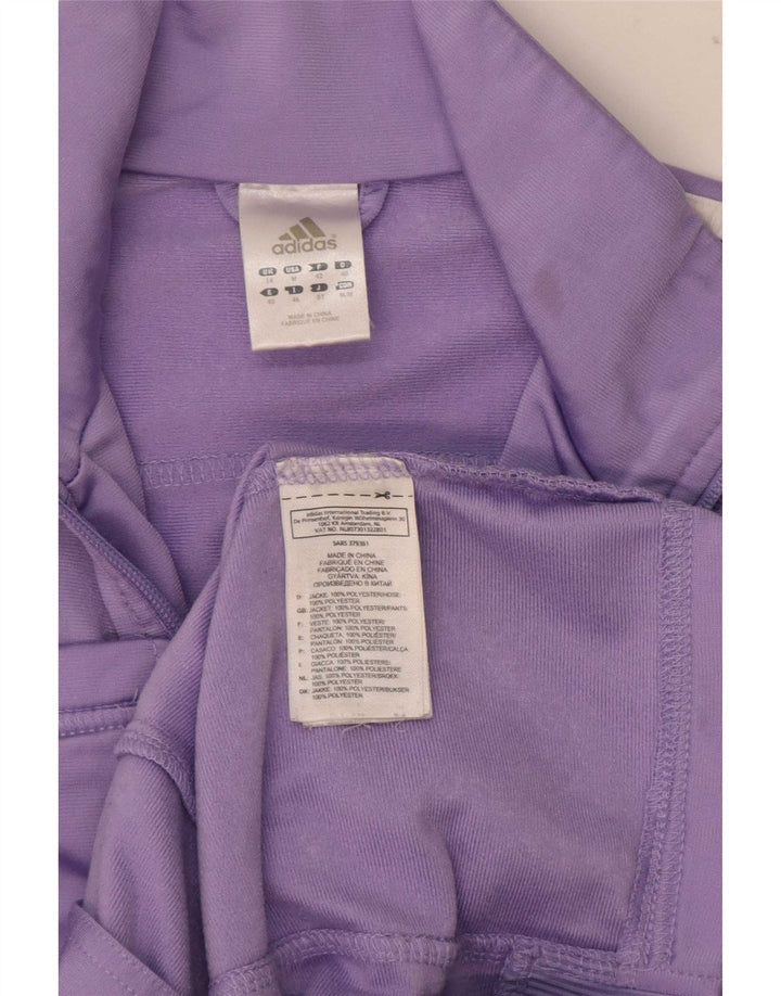 Adidas Womens Tracksuit Top Jacket UK 14 Médio Roxo Poliéster