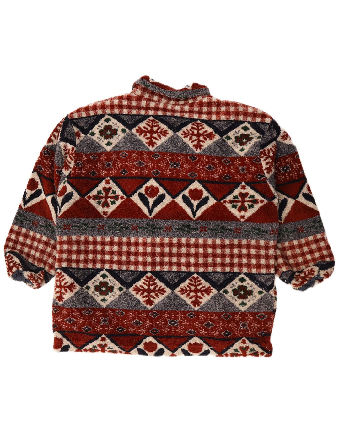 Jaqueta de lã masculina vintage UK 44 2XL geométrica multicolorida