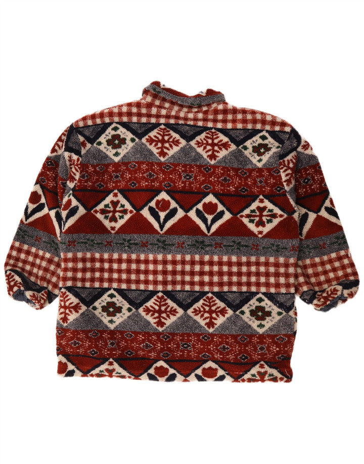 Jaqueta de lã masculina vintage UK 44 2XL geométrica multicolorida