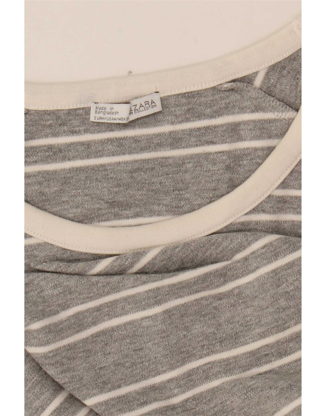 Top feminino Zara de manga comprida UK 14 listrado cinza médio