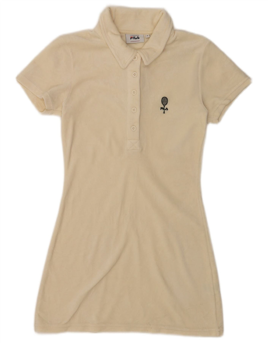 Vestido polo feminino Fila Velour UK 10 pequeno poliéster branco