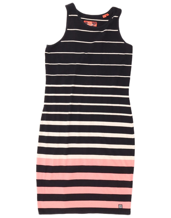 Superdry Womens Sleeveless T-Shirt Dress UK 16 Large Navy Blue Striped
