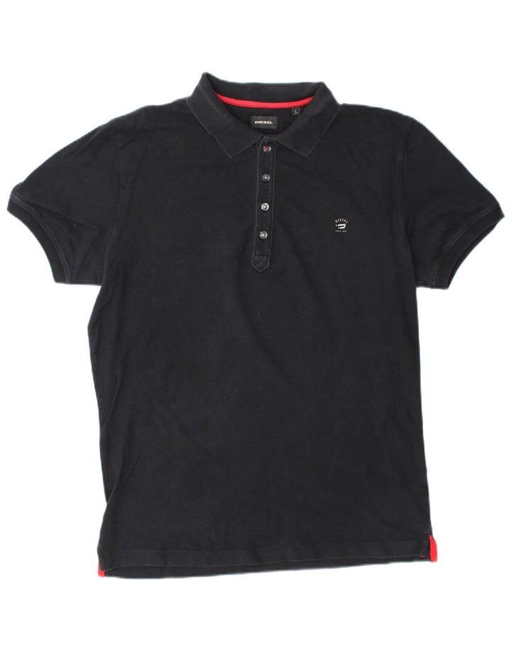 Camisa polo masculina DIESEL grande algodão preto
