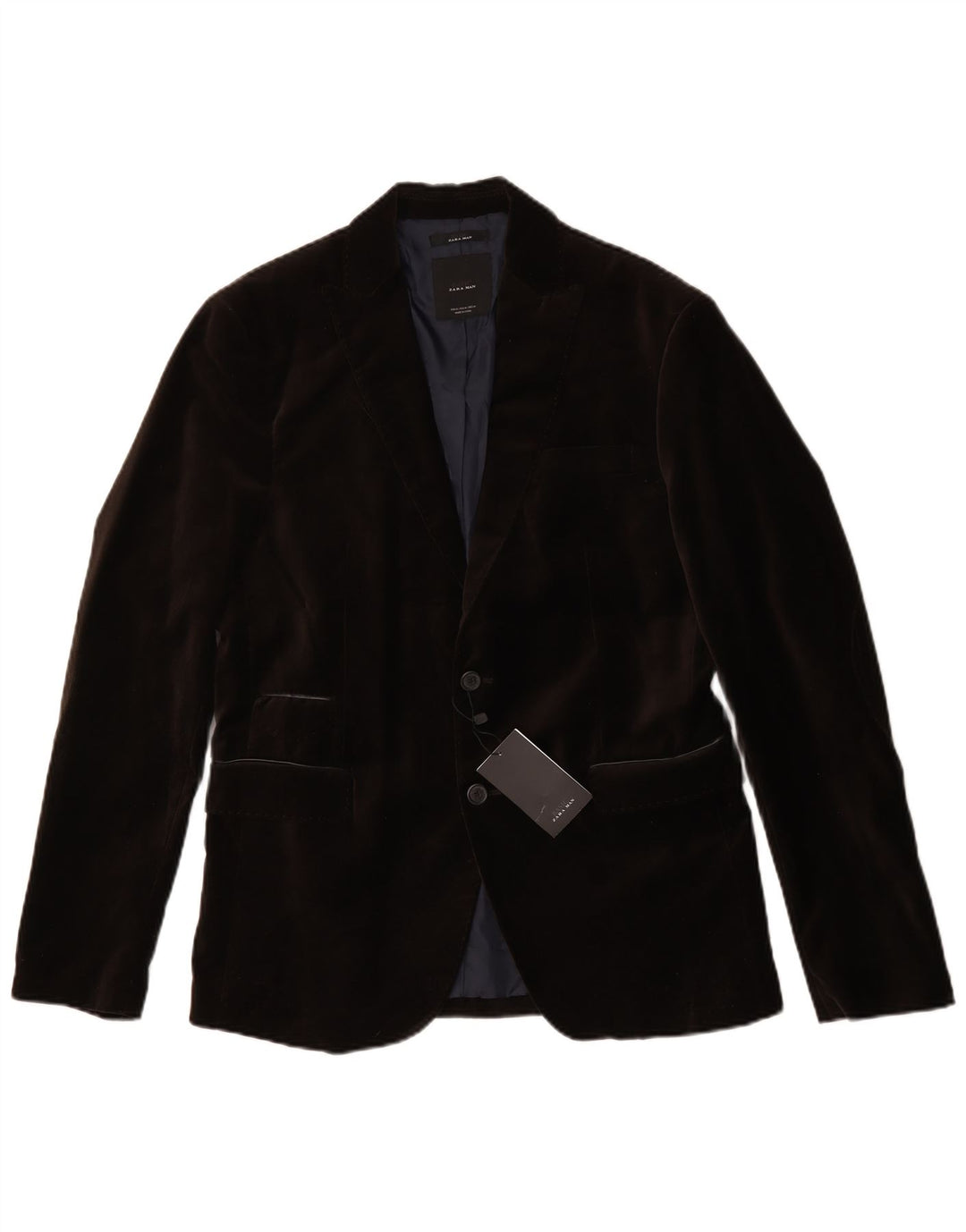 Zara Jaqueta blazer masculina de veludo com 2 botões EU 50 poliéster marrom médio