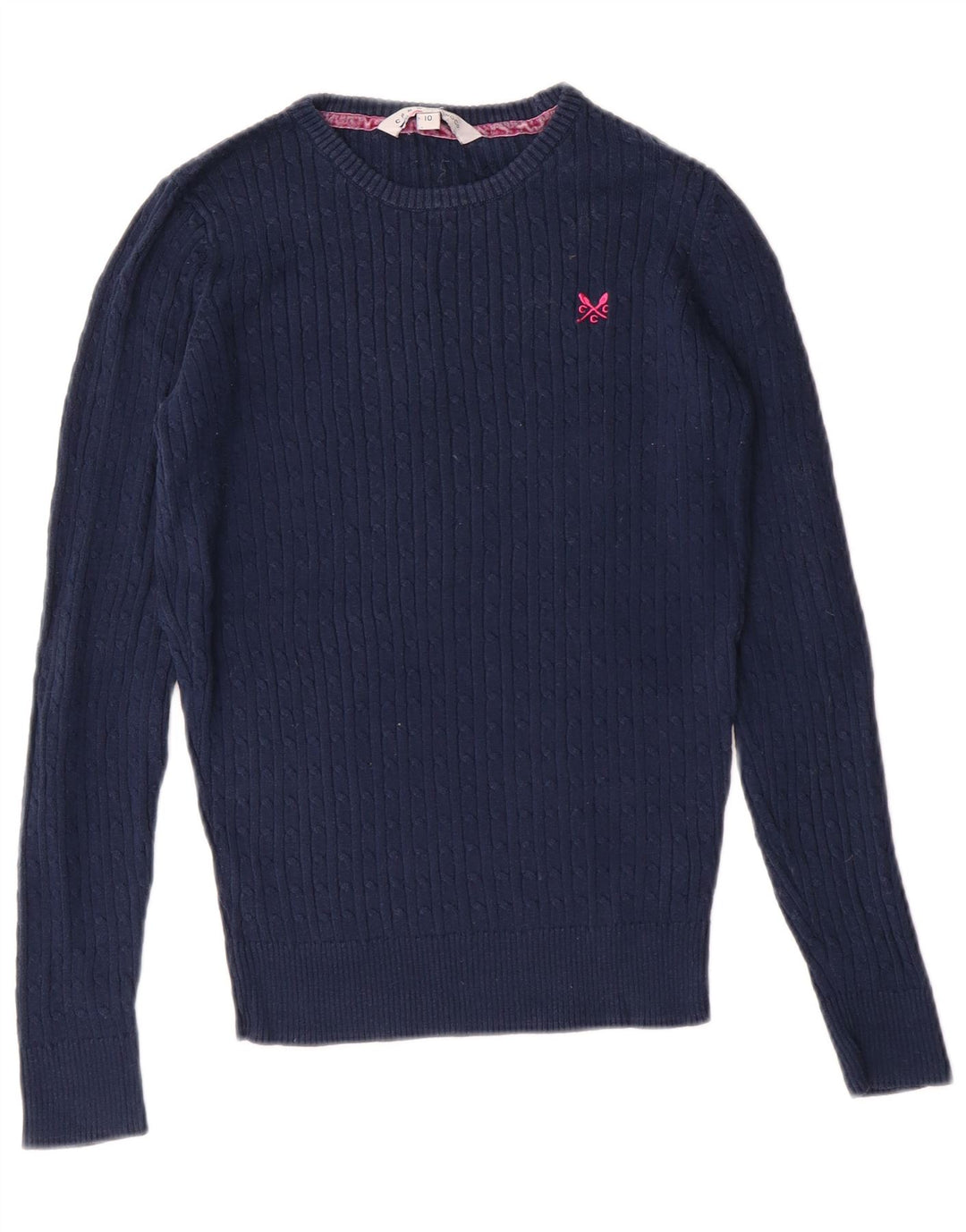 Suéter feminino Crew Clothing com gola canoa Reino Unido 10 pequeno azul marinho clássico