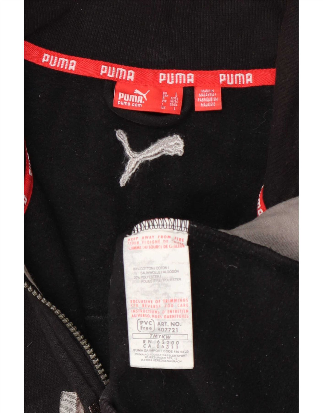 Puma Mens Graphic Tracksuit Top Jaqueta Grande Algodão Preto