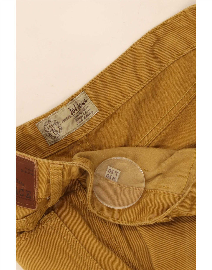 Calça jeans reta masculina Fat Face W30 L30 algodão amarelo
