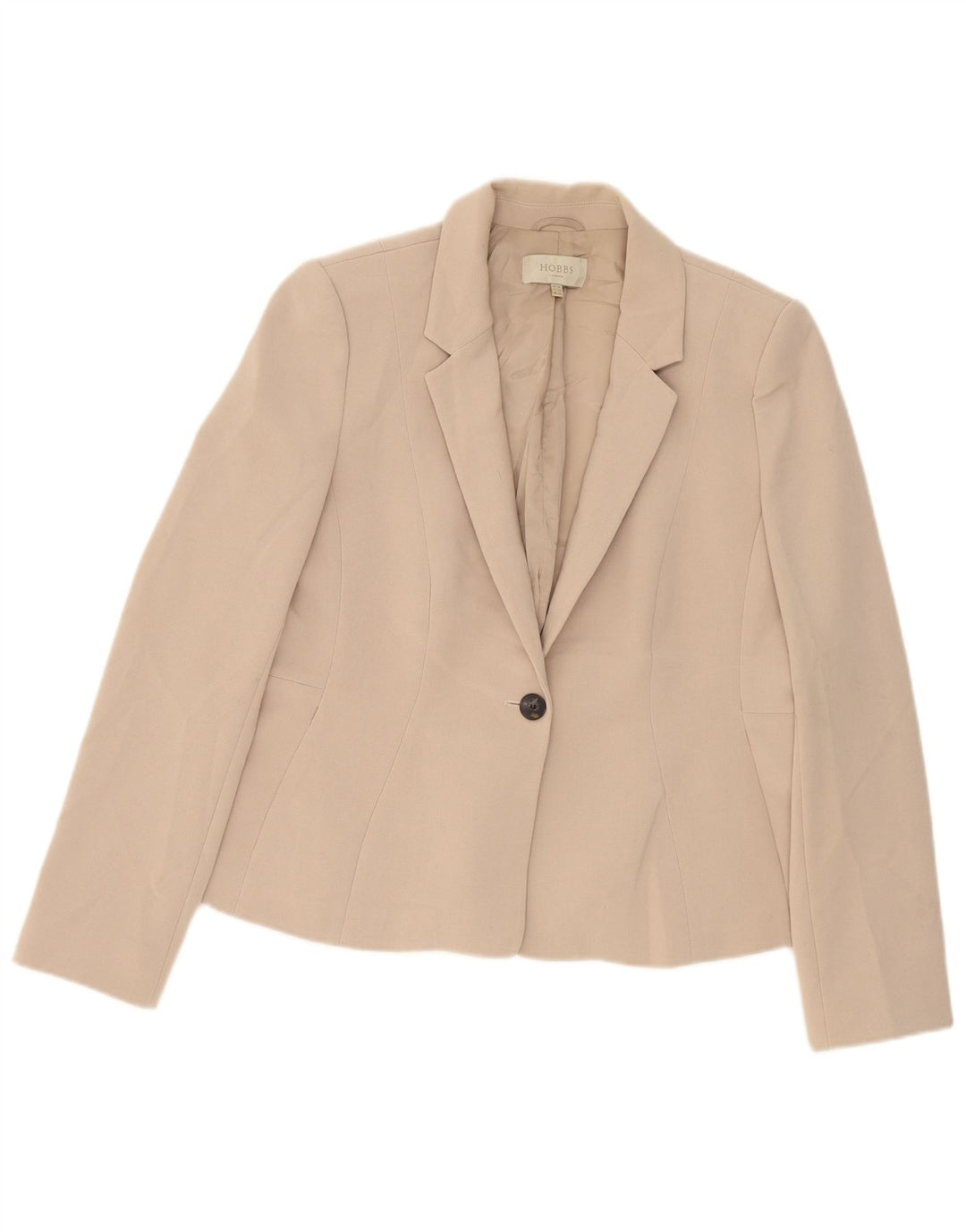 Jaqueta blazer feminina Hobbs com 1 botão Reino Unido 16 grande poliéster bege