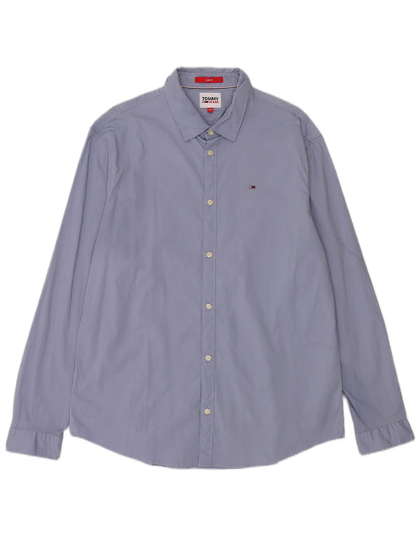 Tommy Jeans Mens Slim Fit Camisa 2XL Algodão Azul