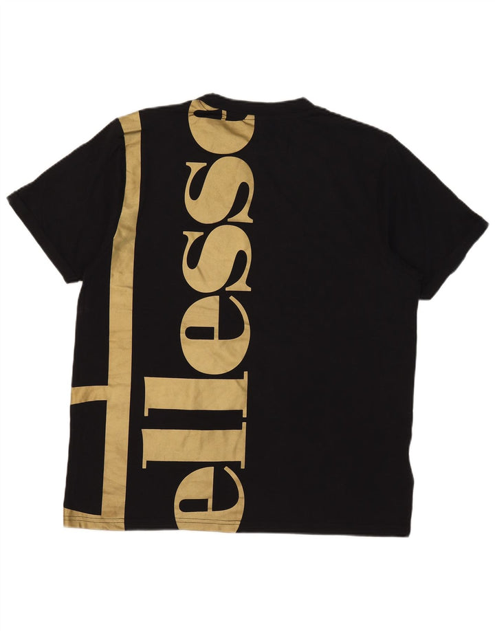 Ellesse Camiseta masculina gráfica Top médio algodão preto