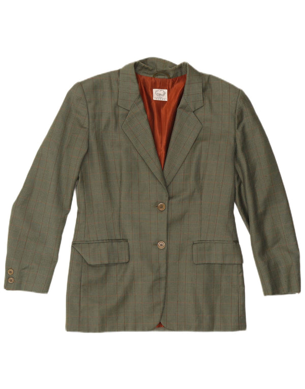 Jaqueta blazer feminina vintage com 2 botões IT 42 lã xadrez verde médio