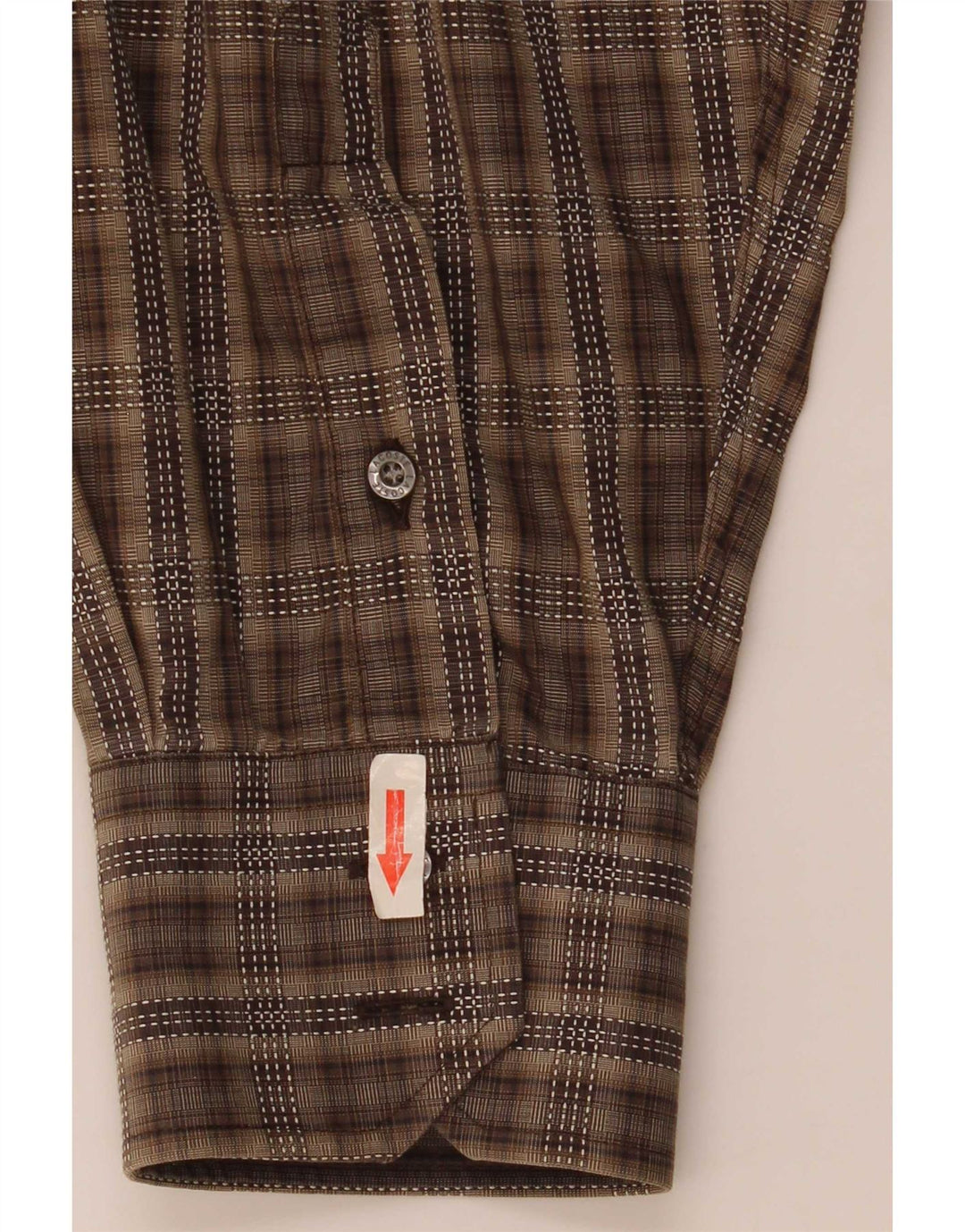 Camisa masculina Lacoste tamanho 45 XL marrom xadrez algodão