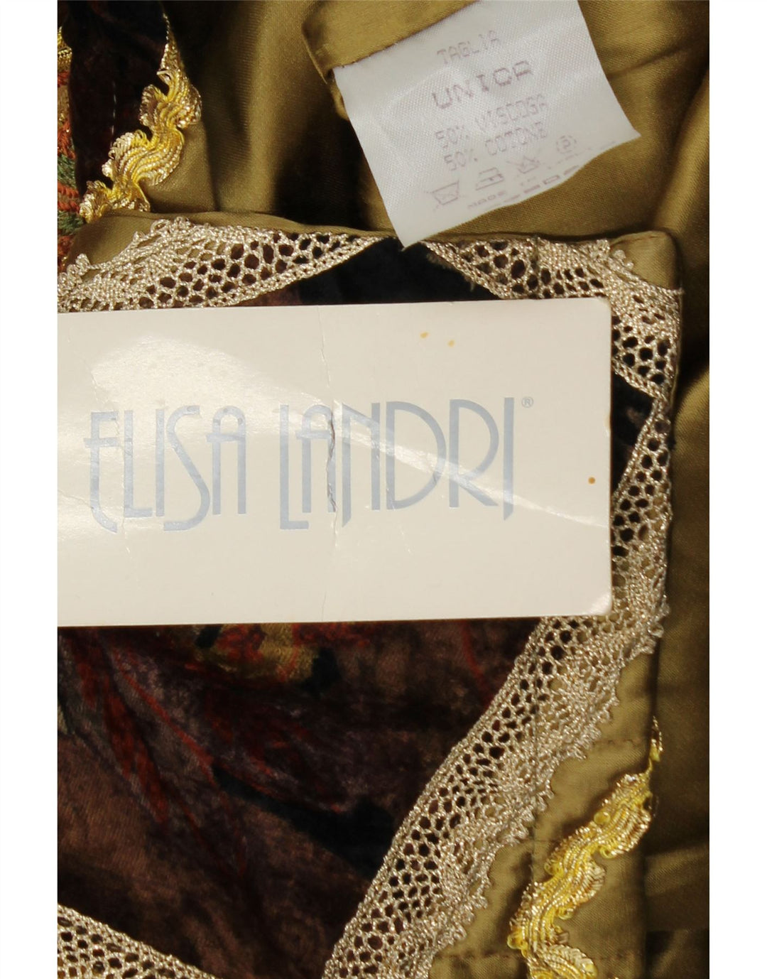 Jaqueta blazer feminina ELISA LANDRI Reino Unido 16 grande cáqui patchwork viscose