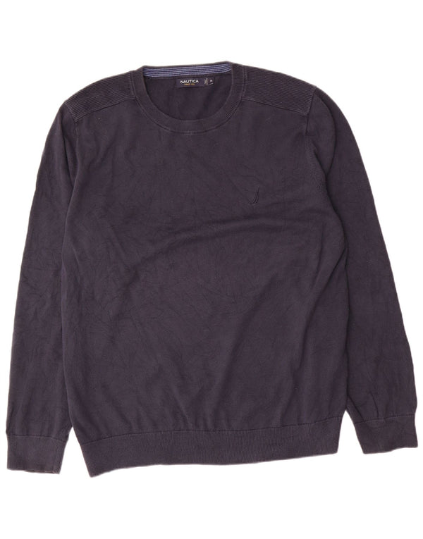 Suéter masculino Nautica com gola redonda XL algodão azul marinho