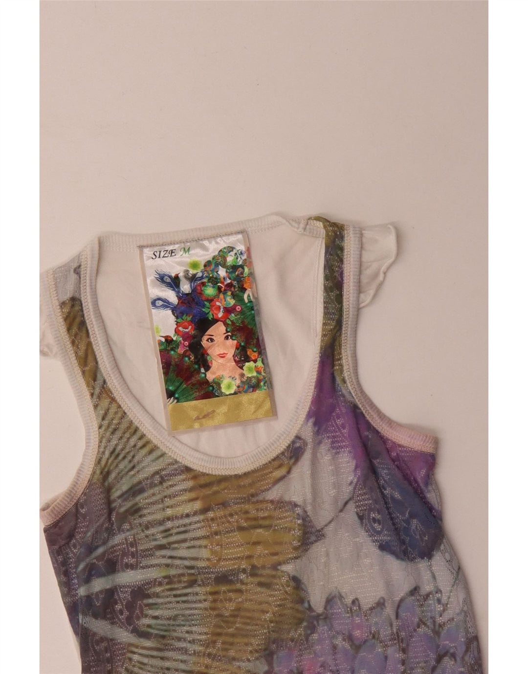 Desigual Womens Graphic Vest Top UK 12 Médio Multicolorido Floral
