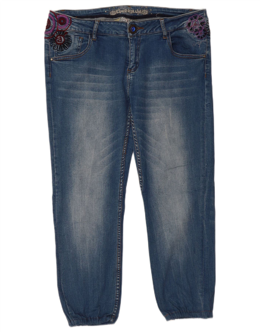 Desigual jeans recortado masculino w36 l24 azul floral