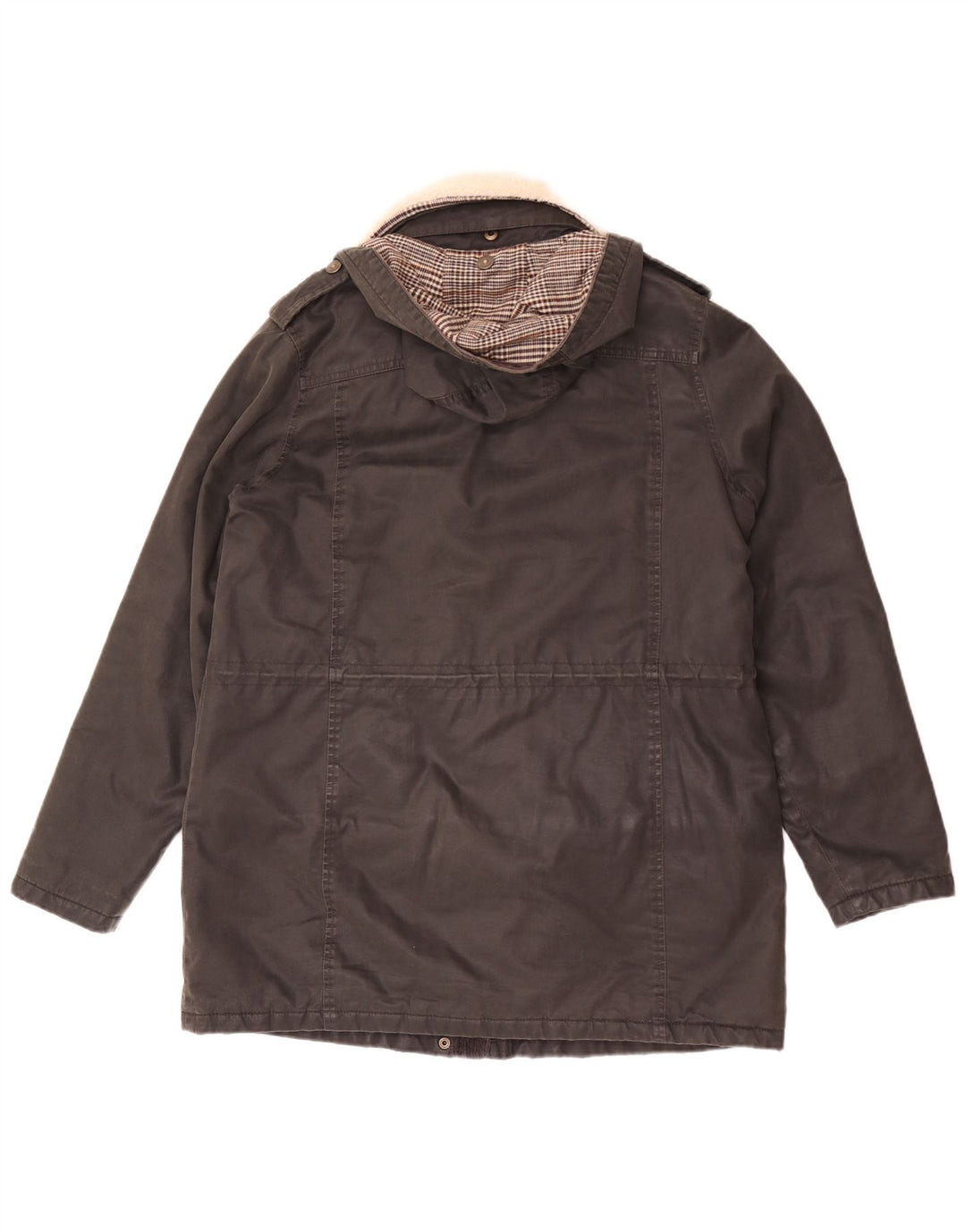 Jaqueta Parka feminina com capuz Fat Face UK 12 algodão preto médio