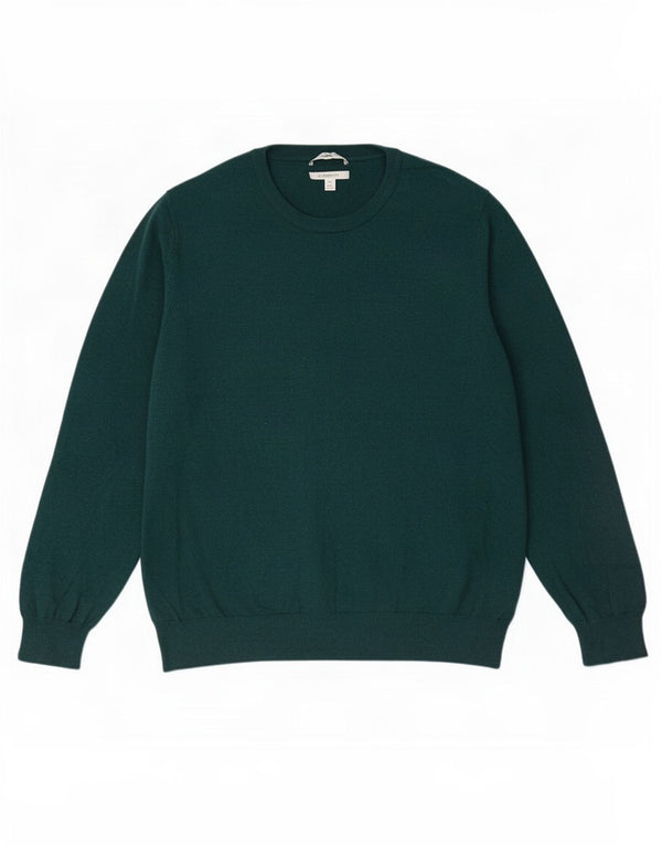 Suéter masculino Marks & Spencer com gola redonda 2XL algodão verde