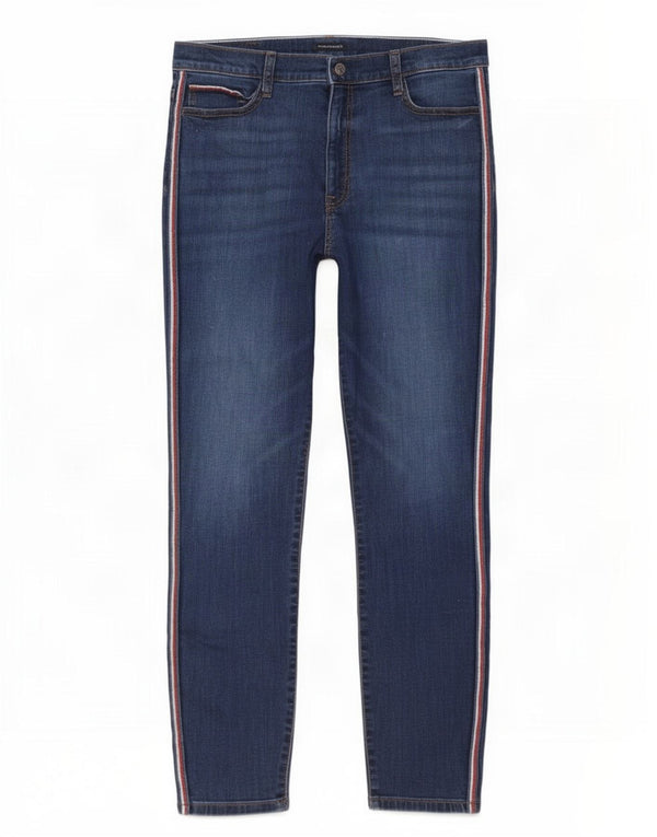 Tommy Hilfiger Jeans feminino de cintura alta cônico EUA 14 XL W32 L28 algodão azul