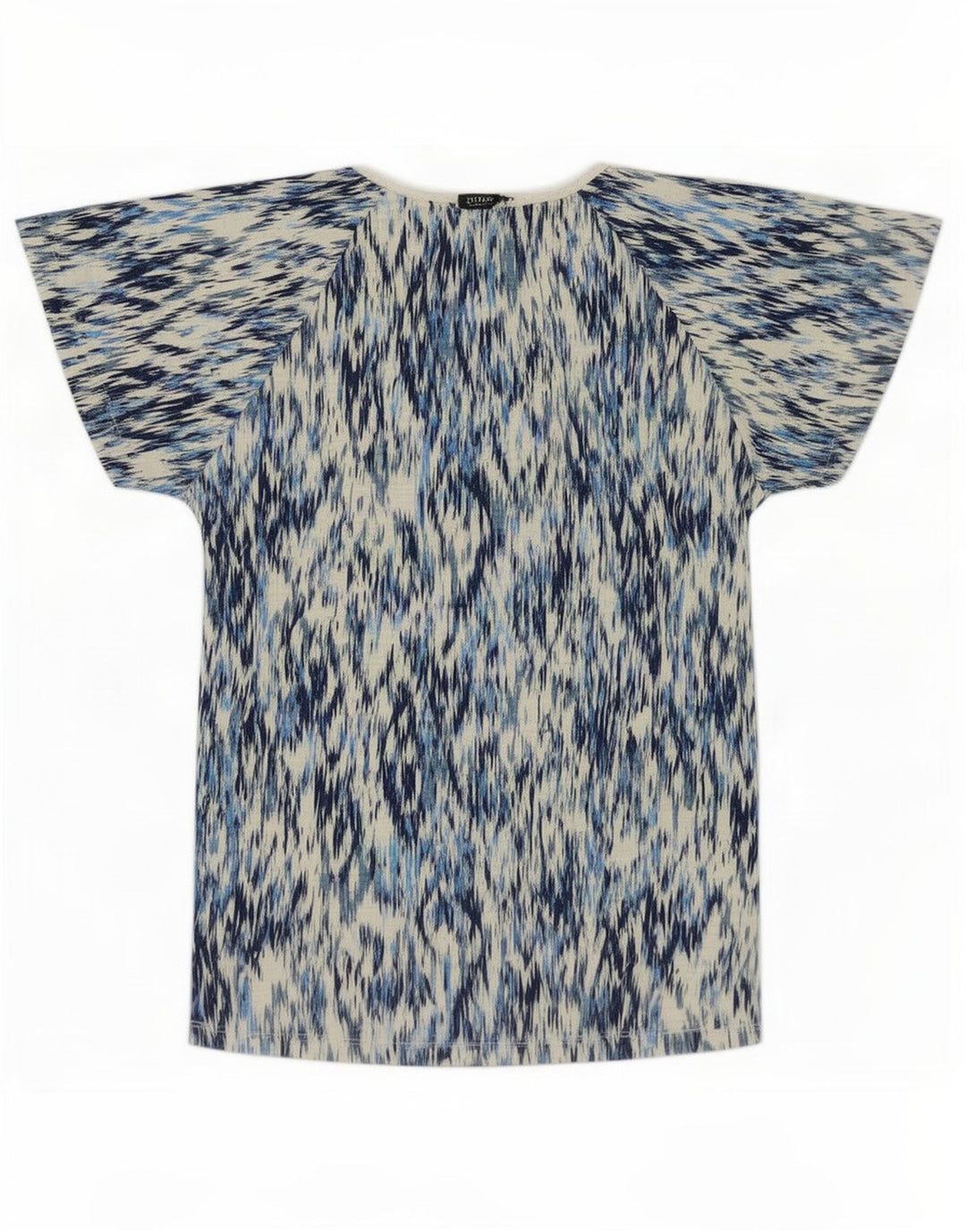 Blusa feminina M&Co UK 10 algodão Ikat azul pequeno