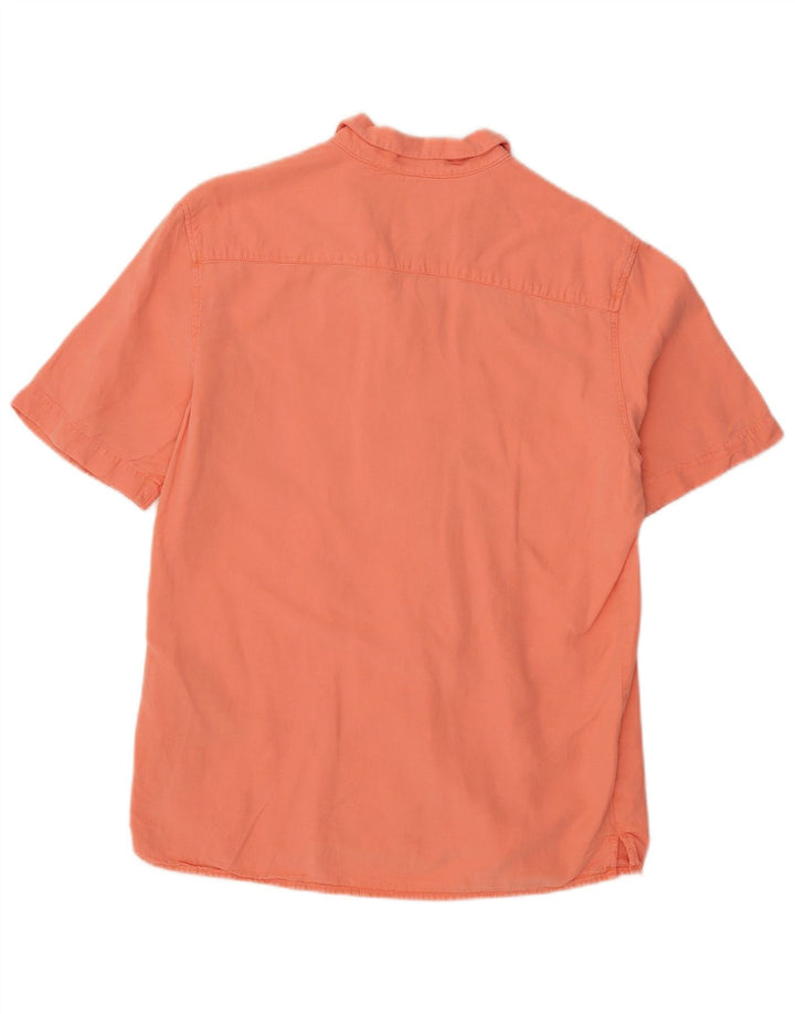 Camisa masculina ZARA de manga curta e ajuste relaxado médio laranja Lyocell