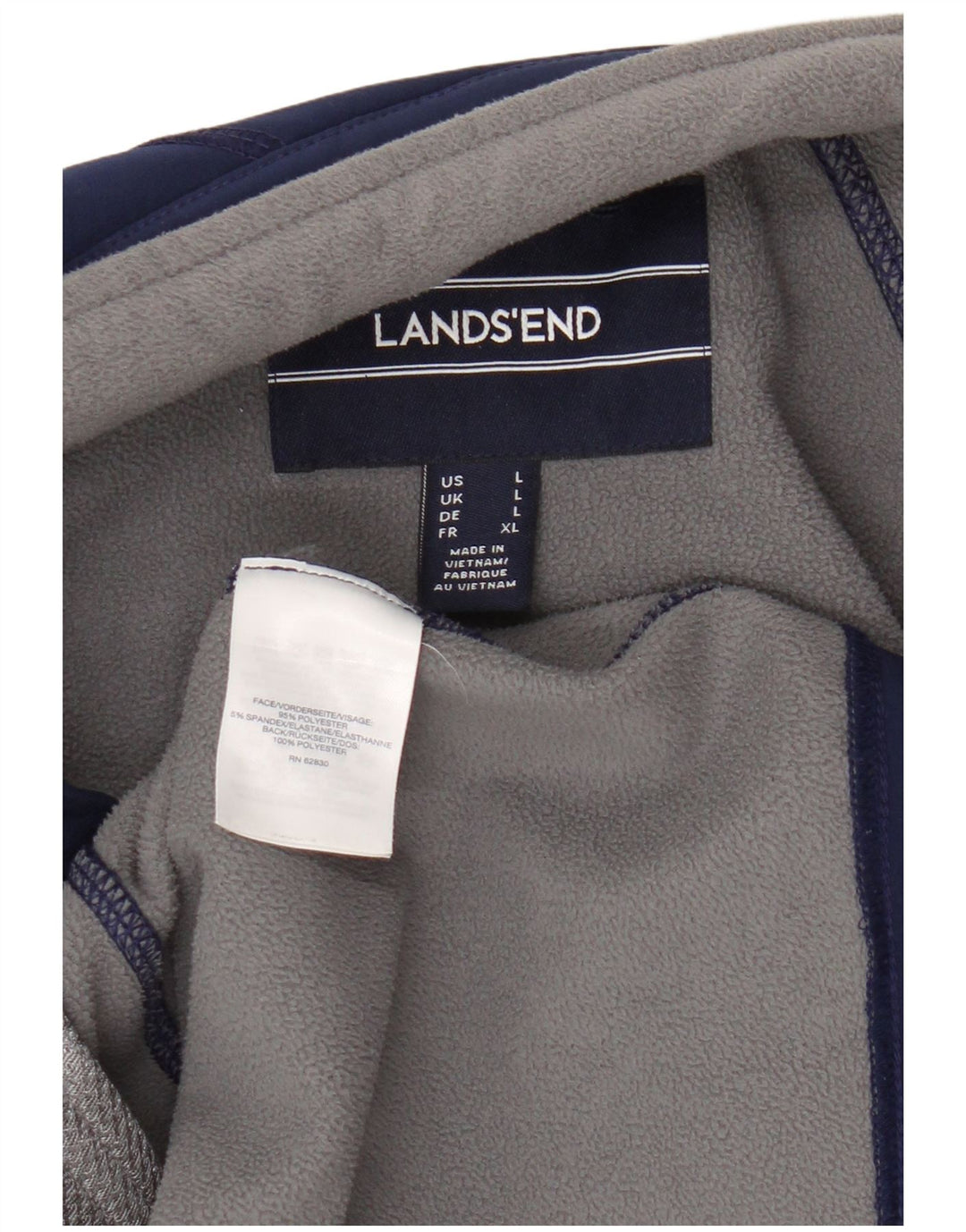 Lands End Mens Treino Top Jacket Grande Poliéster Azul Marinho