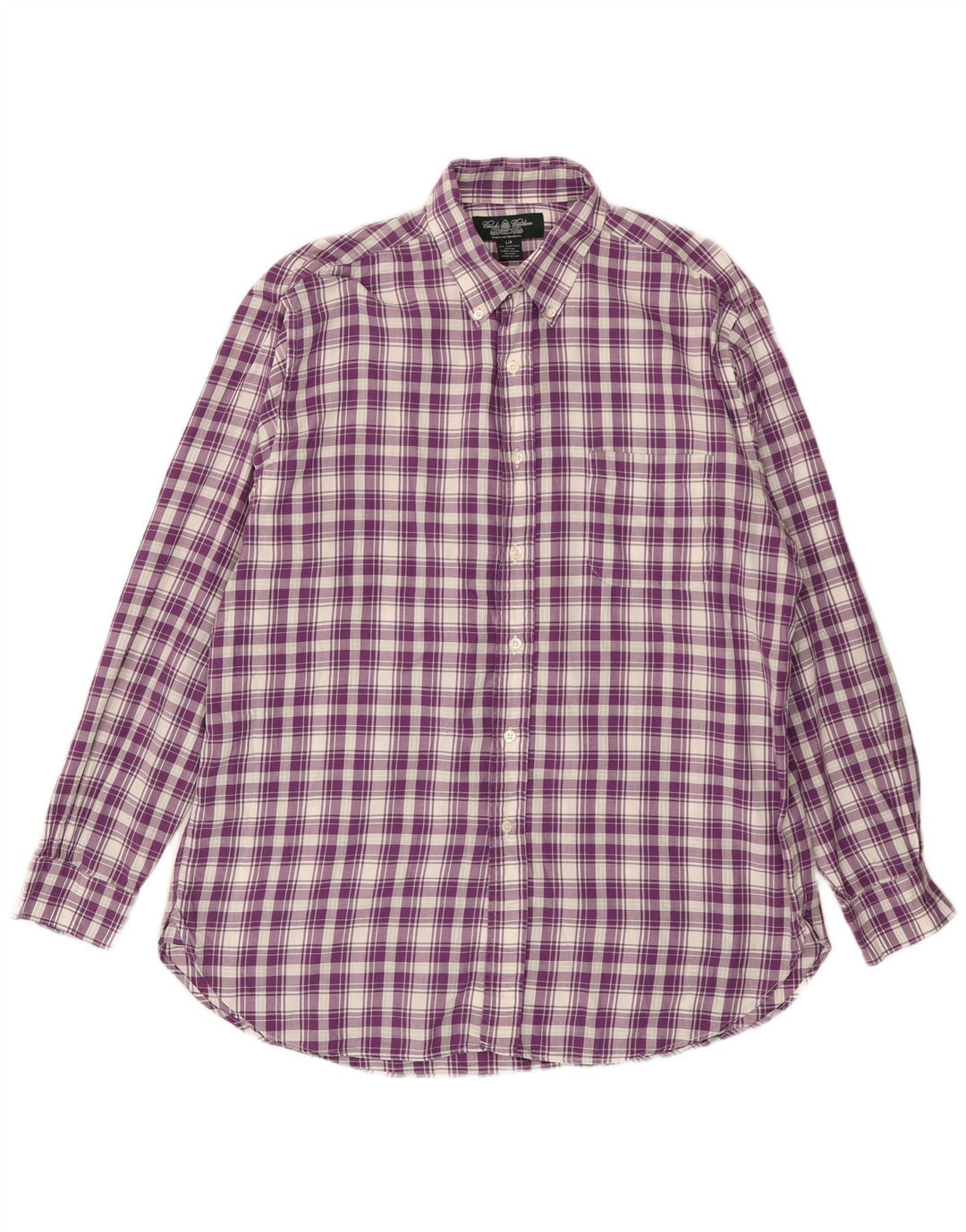 Camisa masculina de flanela BROOKS BROTHERS grande algodão xadrez roxo