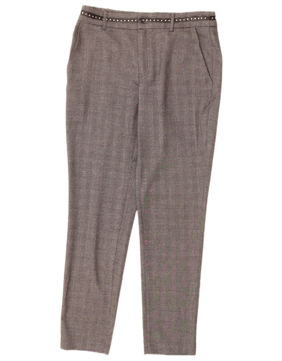 Guess Calça Chino Feminina Slim W27 L28 Poliéster Xadrez Cinza