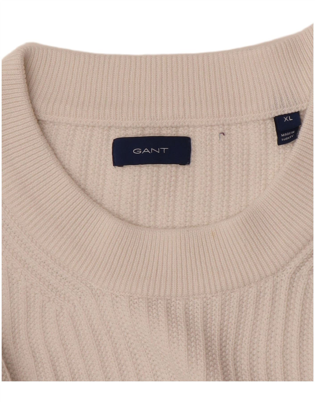 Suéter feminino GANT com gola redonda UK 18 XL algodão branco clássico