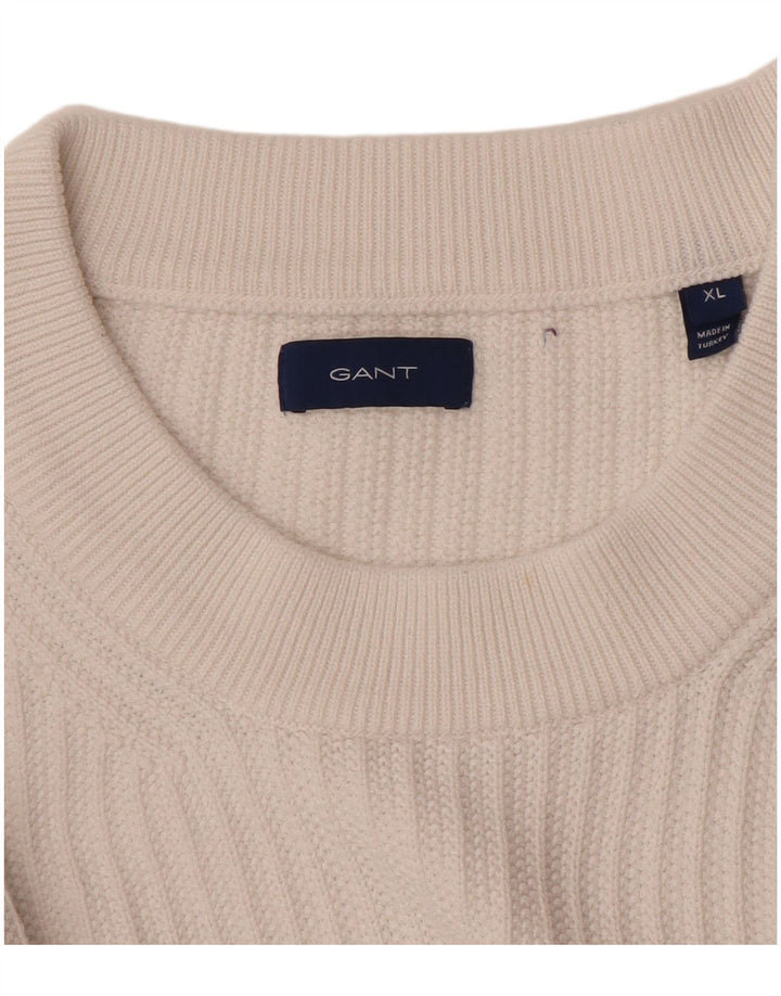 Suéter feminino GANT com gola redonda UK 18 XL algodão branco clássico