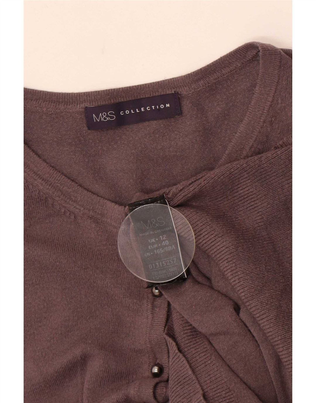 Suéter cardigã feminino Marks & Spencer Reino Unido 12 Viscose cinza médio