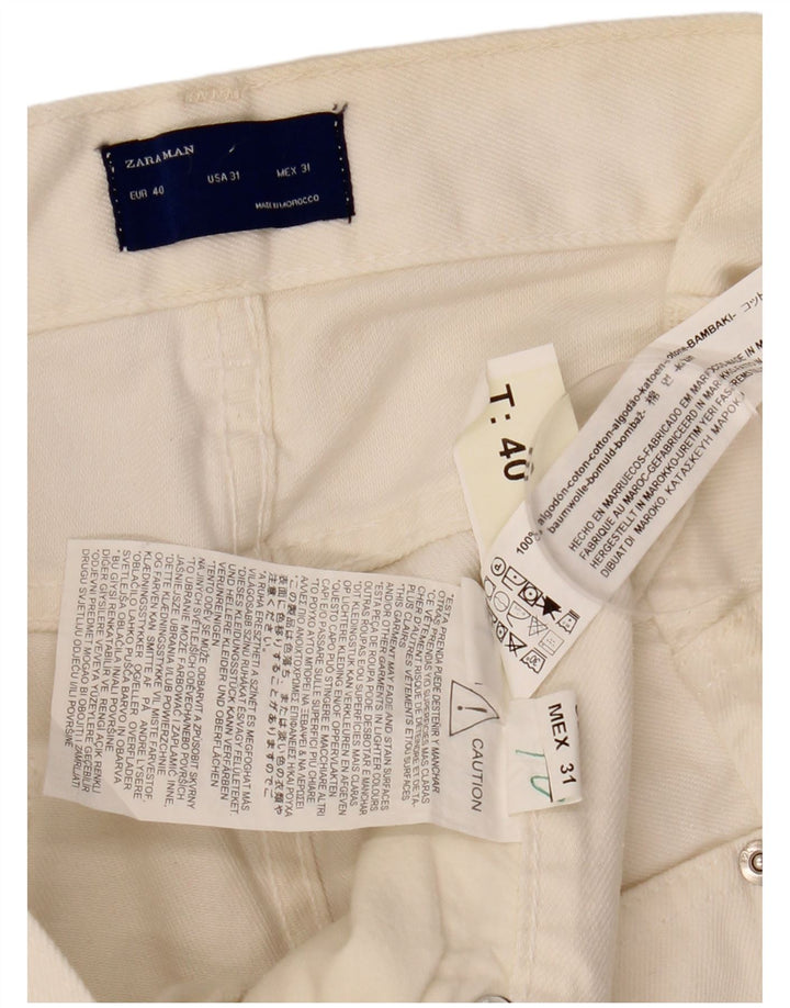 ZARA Mens Slim Jeans EU 40 Médio W31 L28 Off White Algodão