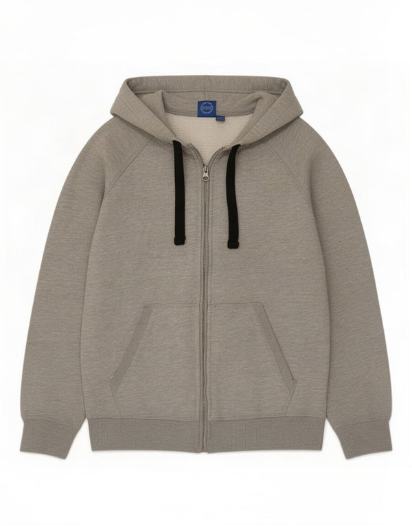 Suéter adidas feminino com capuz e zíper UK 14 algodão cinza médio