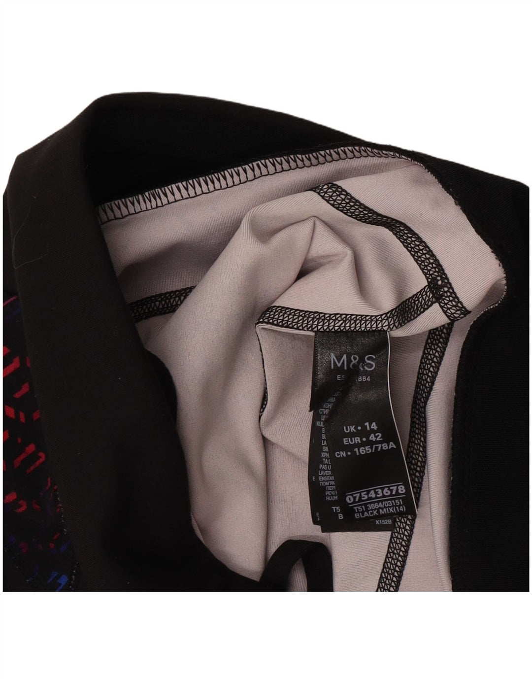 Leggings femininos Marks & Spencer UK 14 poliéster geométrico preto grande