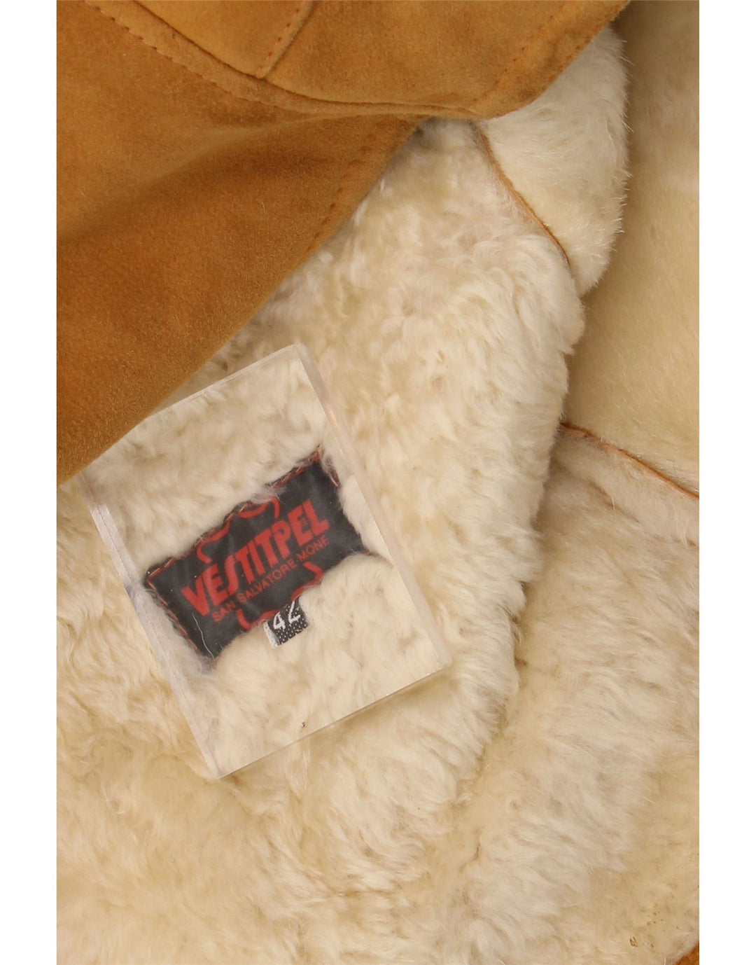Casaco feminino vintage de shearling EU 42 grande bege