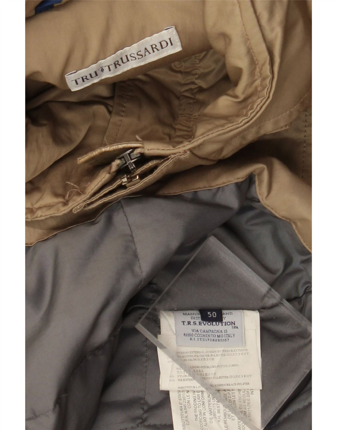 Casaco acolchoado feminino TRUSSARDI IT 50 XL cáqui poliéster