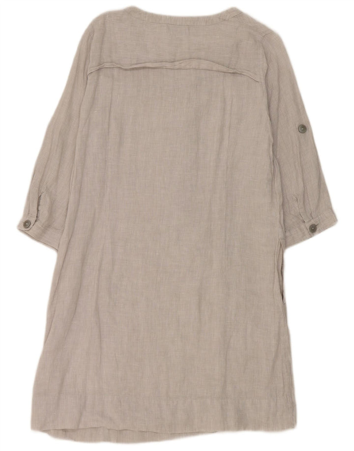 Vestido feminino Marks & Spencer manga 3/4, UK 14, grande, cinza, linho