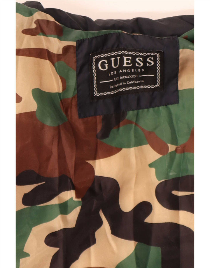Jaqueta acolchoada masculina Guess UK 38 bloco colorido azul marinho médio