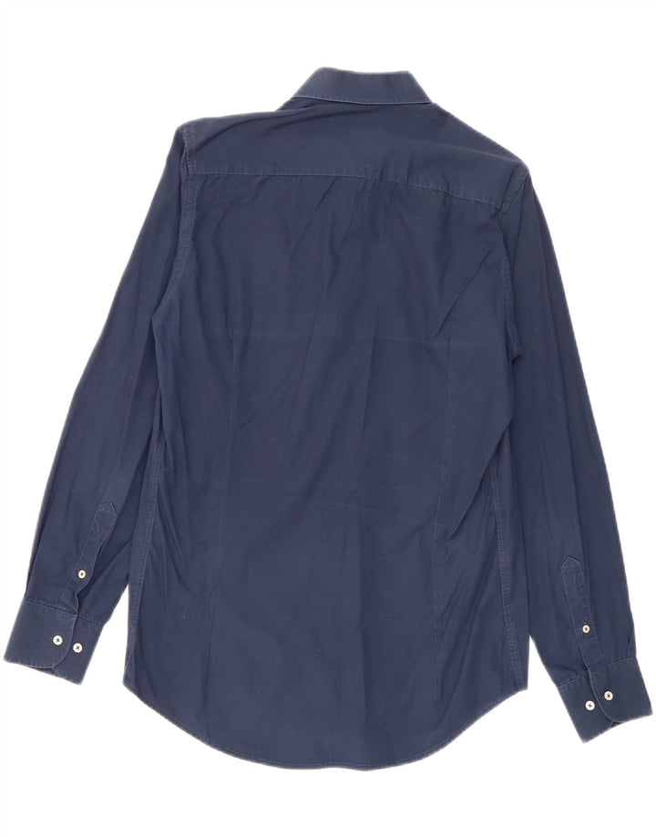 Camisa masculina Trussardi tamanho 39/40 algodão azul marinho médio