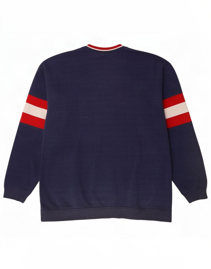 Champion moletom gráfico masculino jumper médio azul marinho algodão colorblock