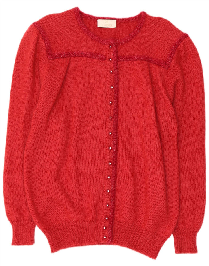 Suéter cardigã feminino LE BAMBOLE IT 48 XL vermelho mohair